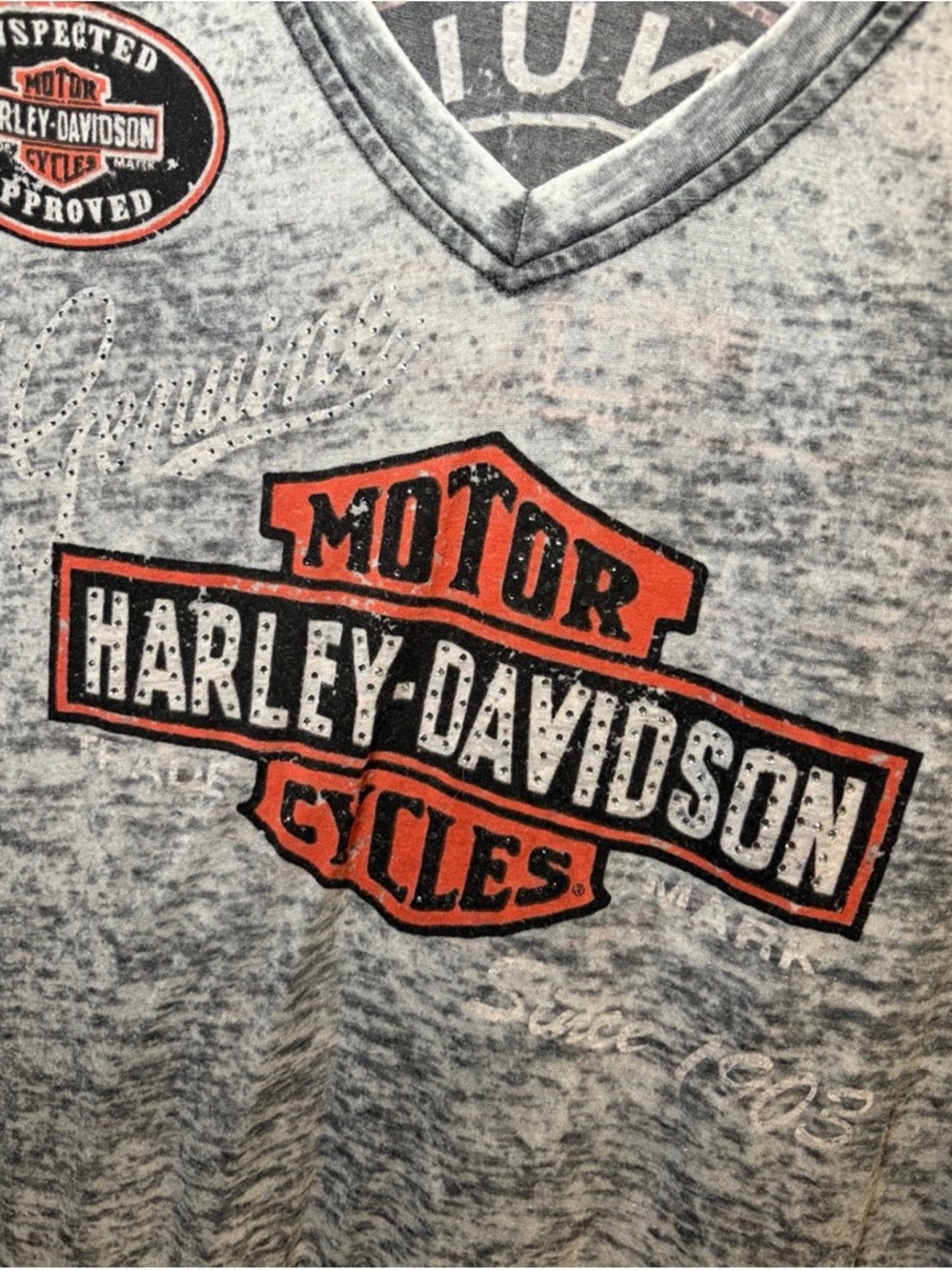 Harley-Davidson Black and Orange Logo Heather Gray Tee
